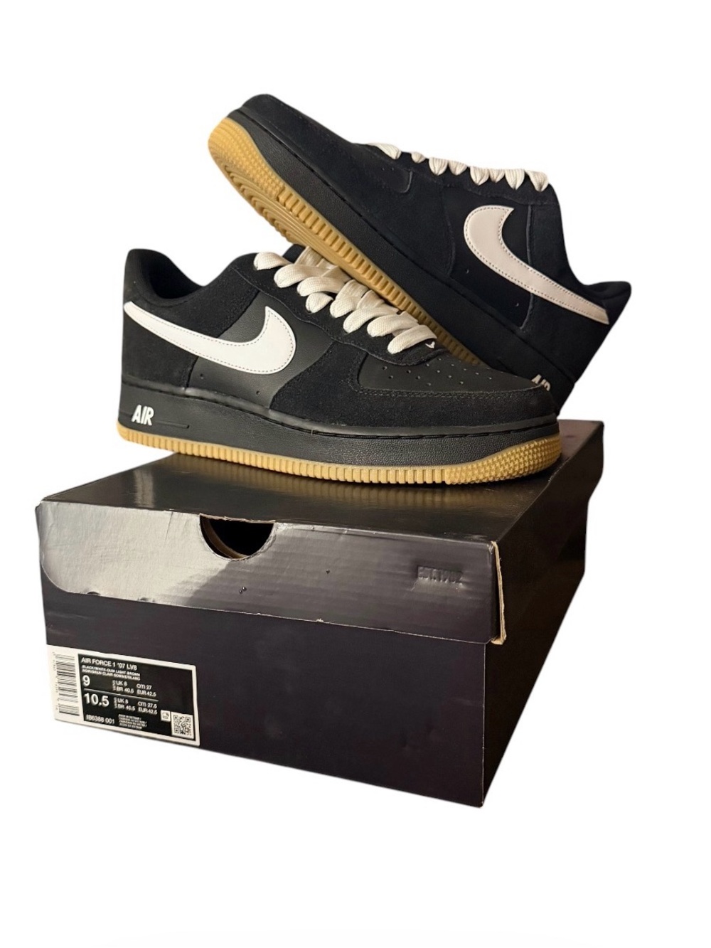 Nike Air Force 1 '07 LV8 1 Black/White/Gum Men's 9 Women’s 10.5